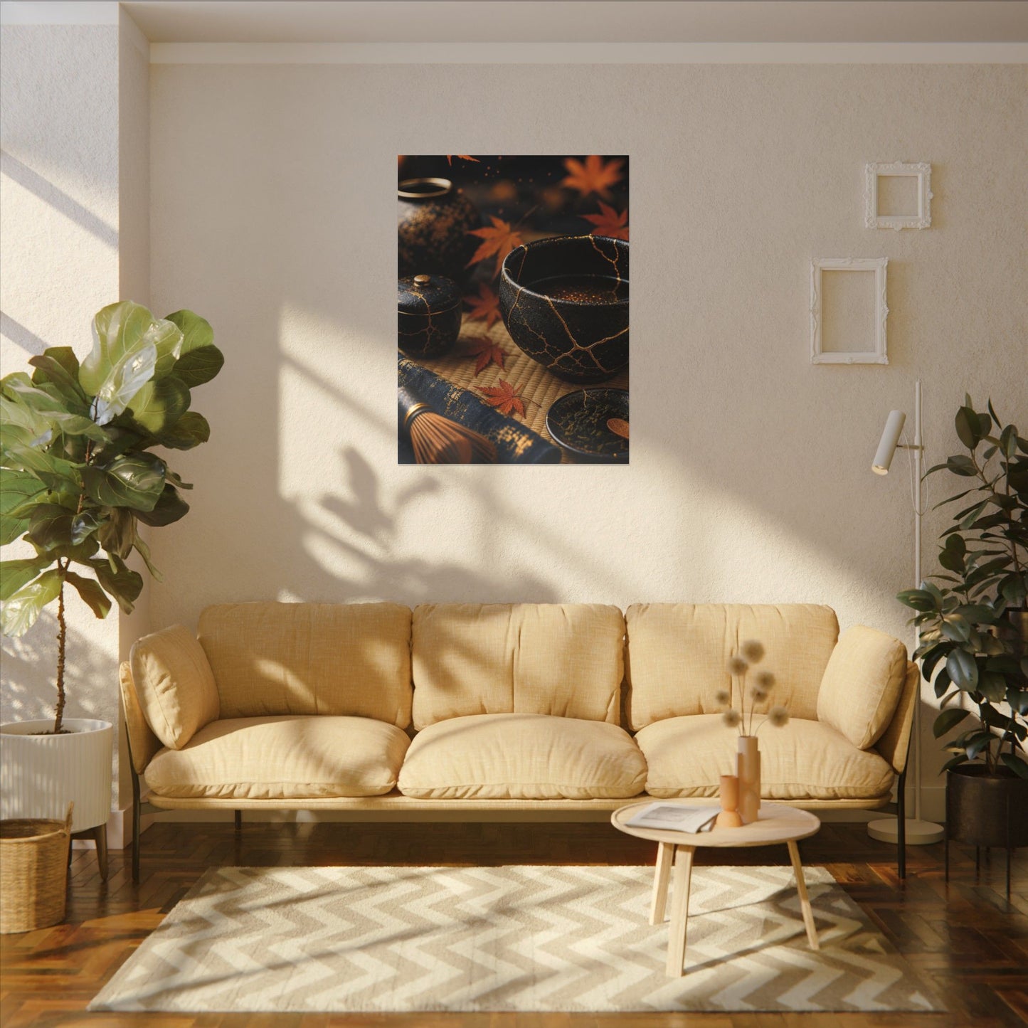 Seijaku Tea Ceremony Canvas Art - Kintsugi Gold Repair