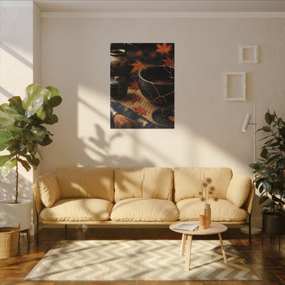 Seijaku Tea Ceremony Canvas Art - Kintsugi Gold Repair