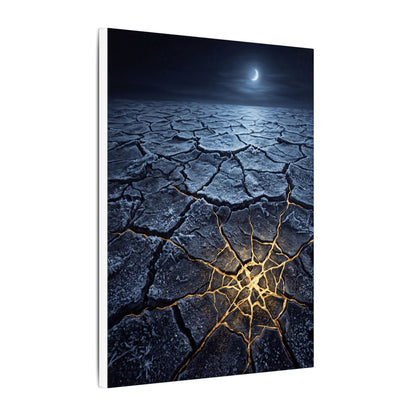 Moonlight Cracked Earth Canvas Art - Kintsugi Mono No Aware