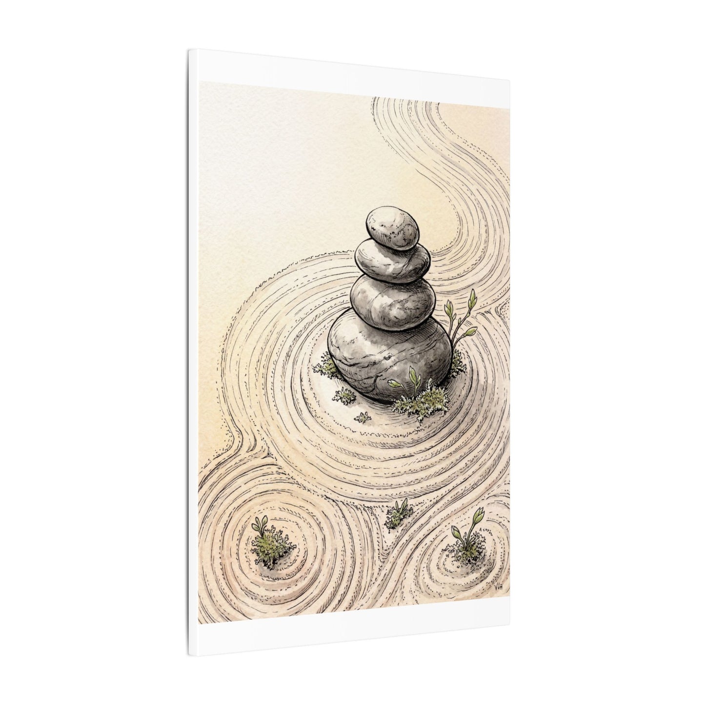 River Stones Karesansui Canvas Art | Tranquil Zen Art