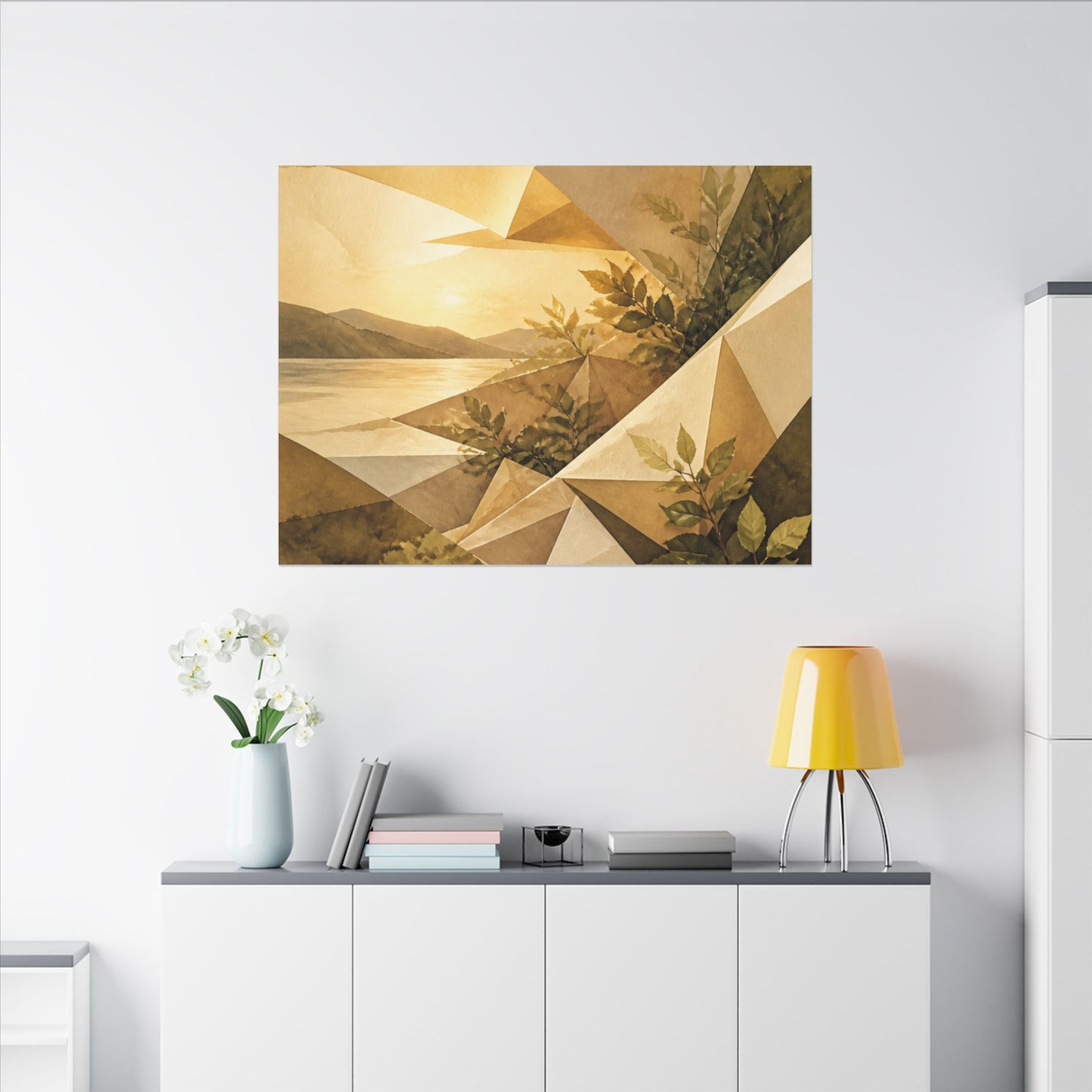 Golden Hour Paper Fold Canvas Art - Japandi Ma