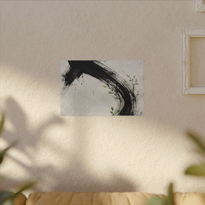 Ink Brushstroke Spring Canvas Art | Dark Japandi Sophisticated Design