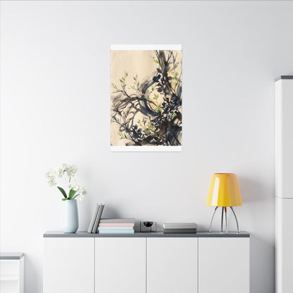 Ma Shadow Play Canvas Art - Dark Japandi Charcoal Ink