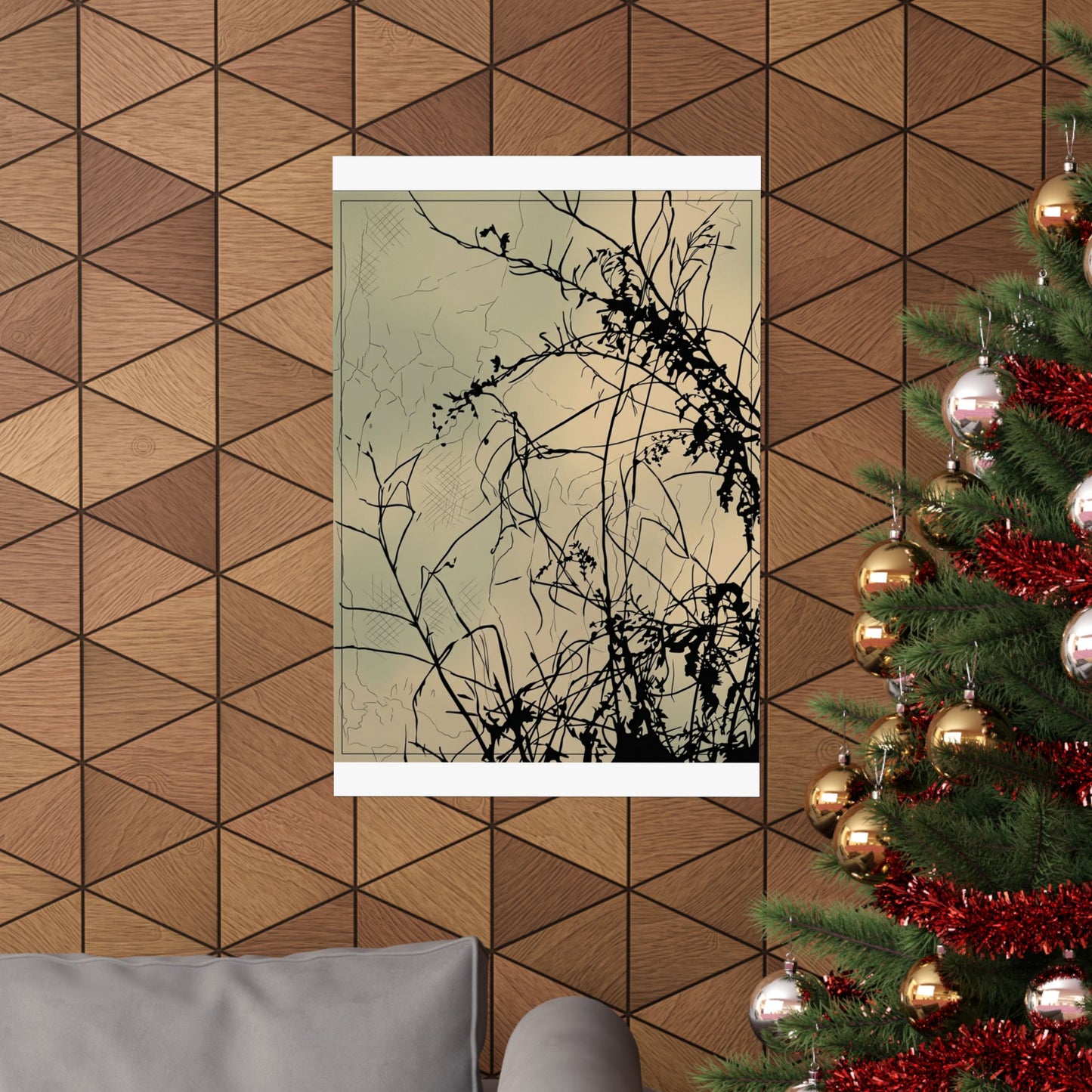 Golden Hour Shadow Play Wall Art Print - Japandi Mono No Aware