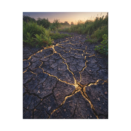 Cracked Earth Canvas Art | Summer Kintsugi Crackle Gold Art