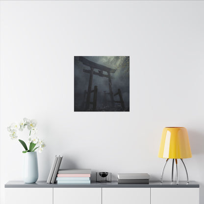 Dark Japandi Torii Gate in Dappled | Moody Minimal Canvas Art