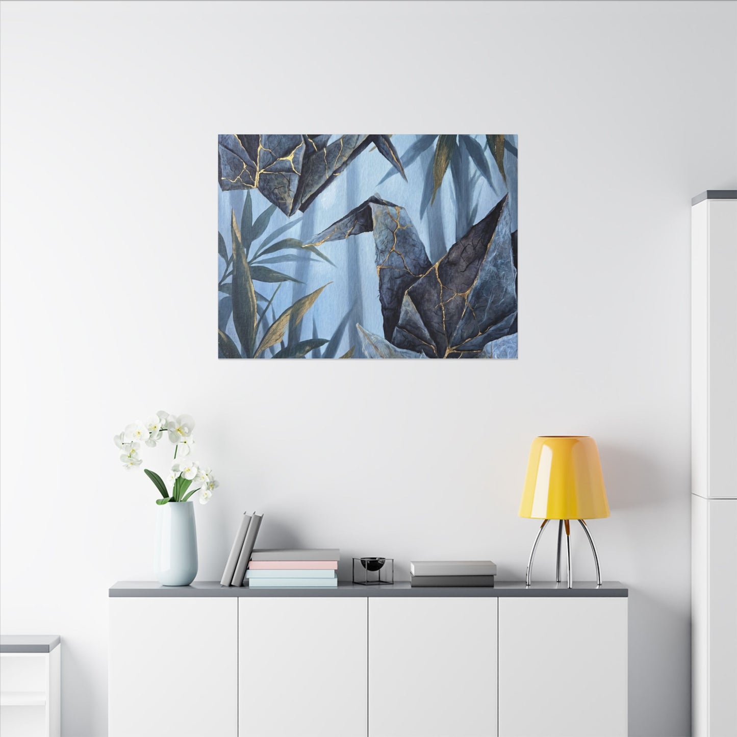 Paper Fold Canvas Art | Summer Kintsugi Crackle Gold Art