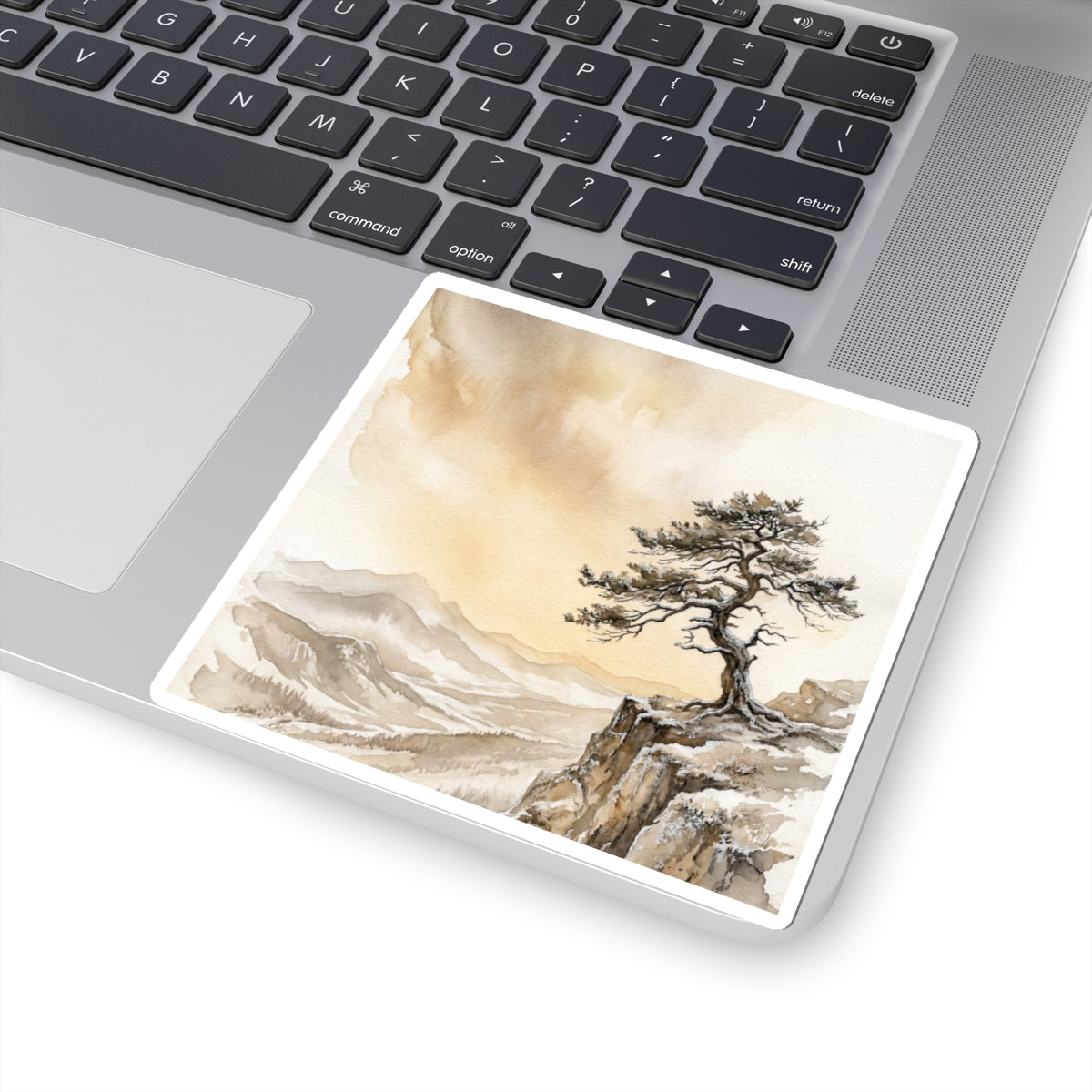 Winter Pine Tree Watercolor Sticker | Neutral Decor Art Print