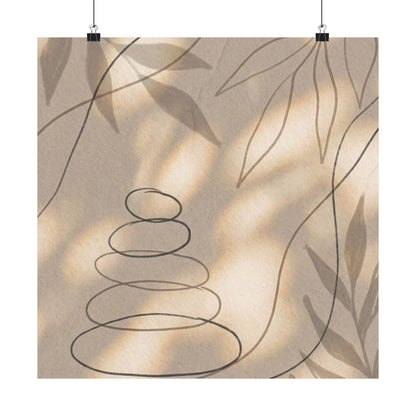 Kanso River Stones Wall Art Print - Japandi Minimal Line