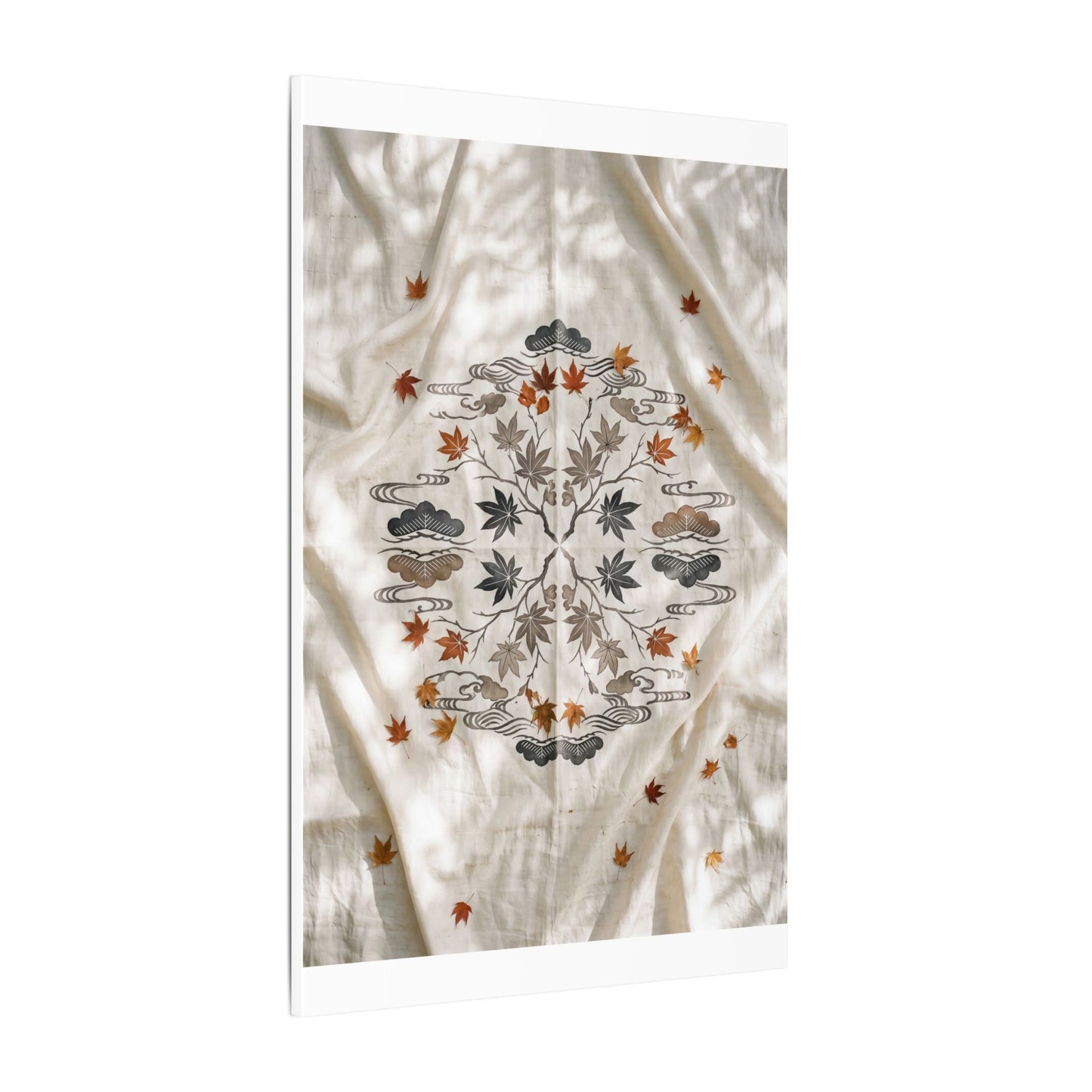 Elegant Silk Drape Canvas Art - Japanese Pattern Japandi
