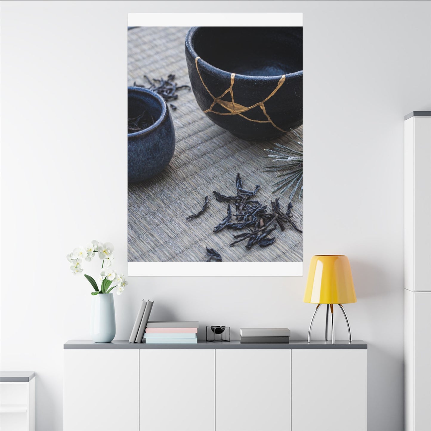 Kintsugi Tea Ceremony in Overcast | Gold Vein Canvas Art