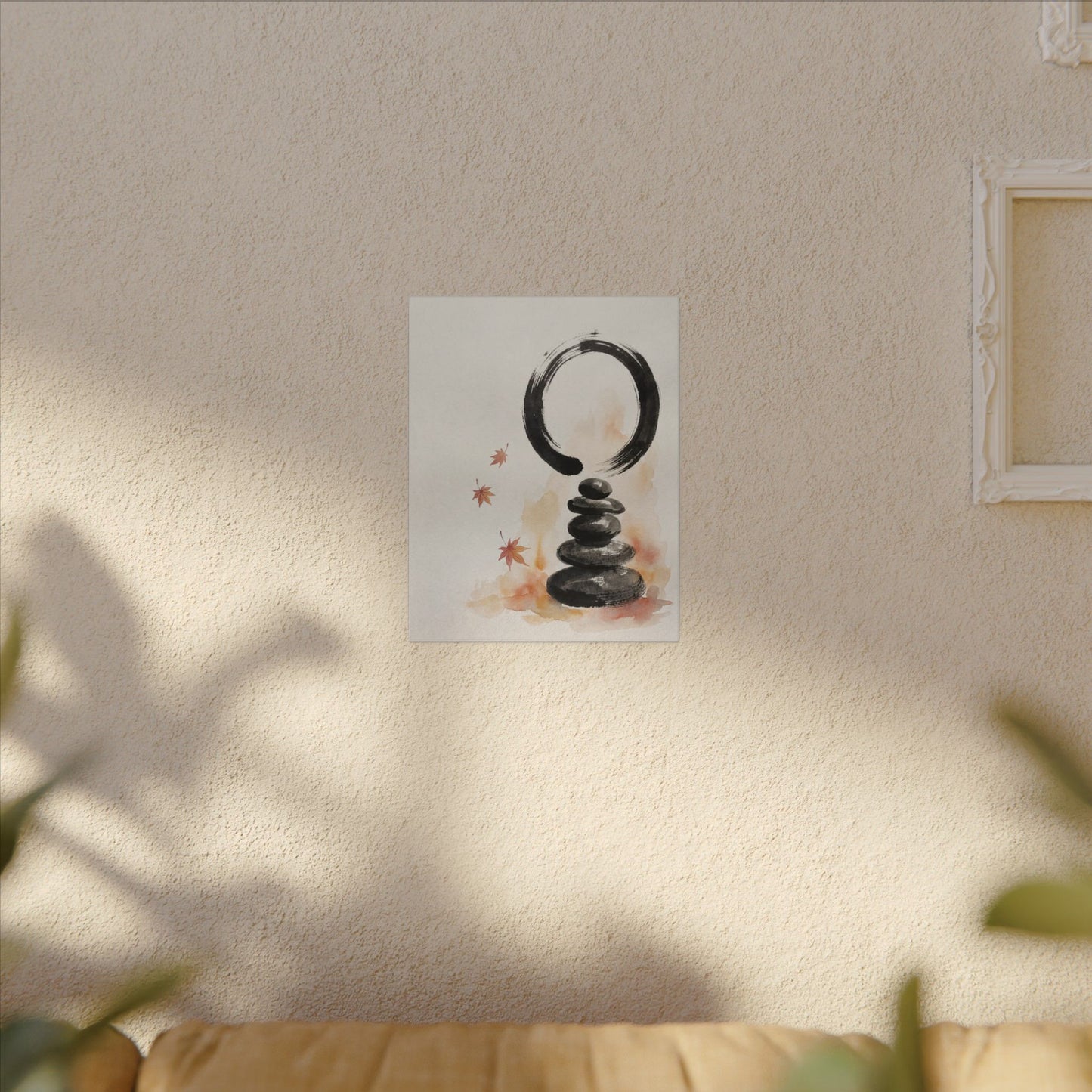 River Stones Canvas Art | Autumn Zen Enso Art