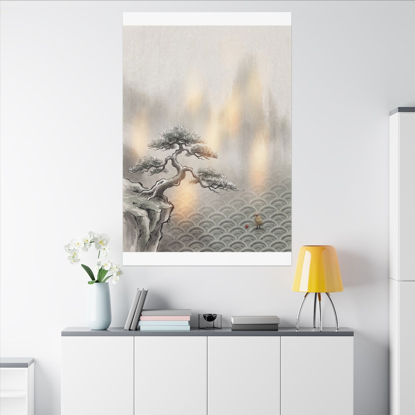 Pine Tree Canvas Art | Winter Japandi Japanese Pattern Art