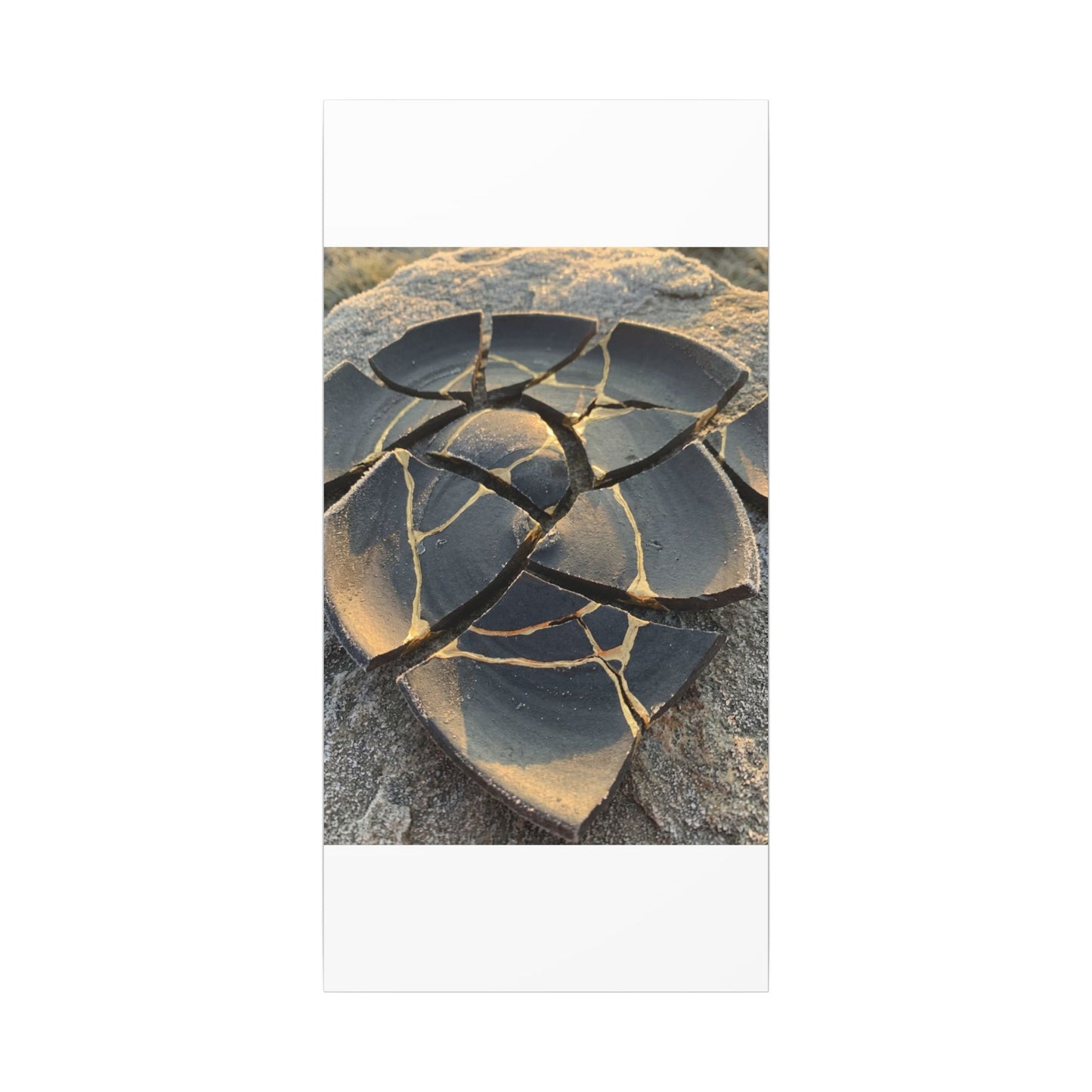 Broken Pottery Winter Canvas Art | Kintsugi Resilient Design