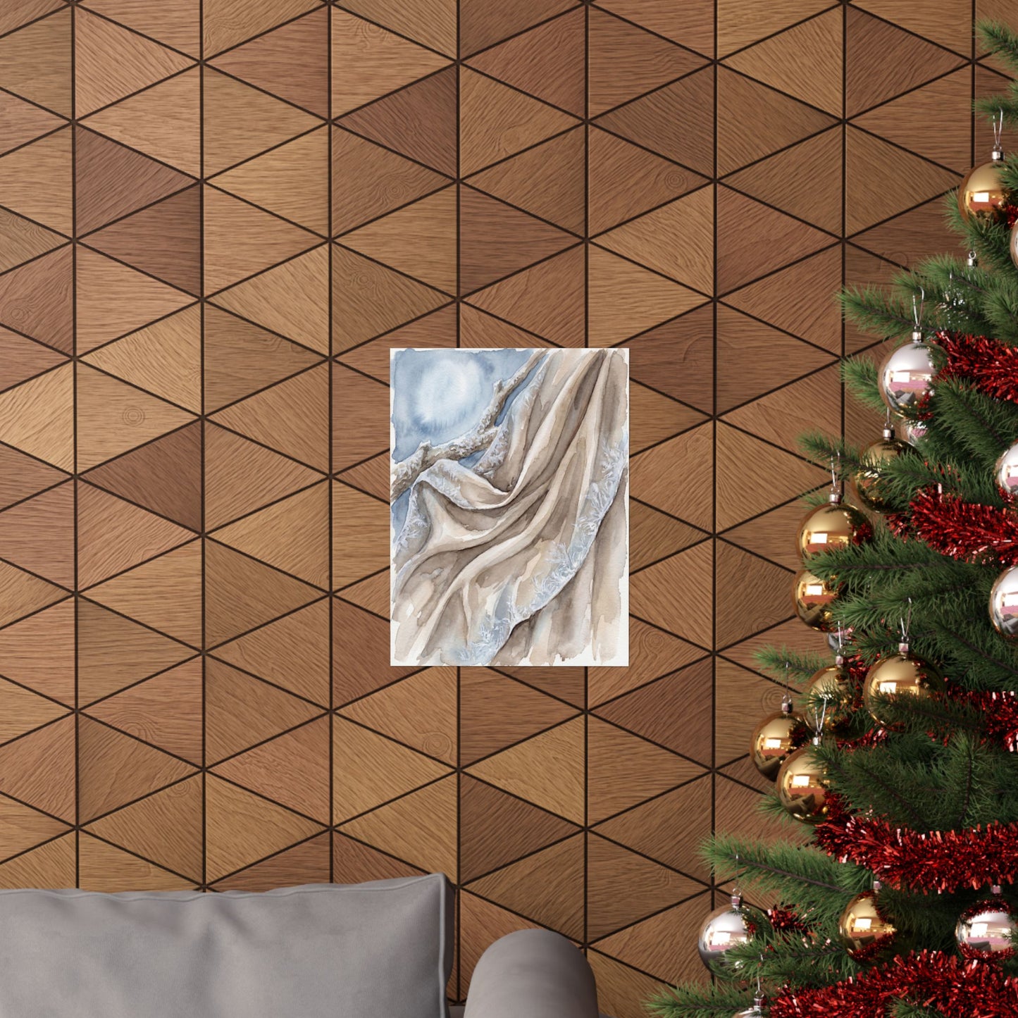 Silk Drape Wall Art Print | Winter Japandi Watercolor Art