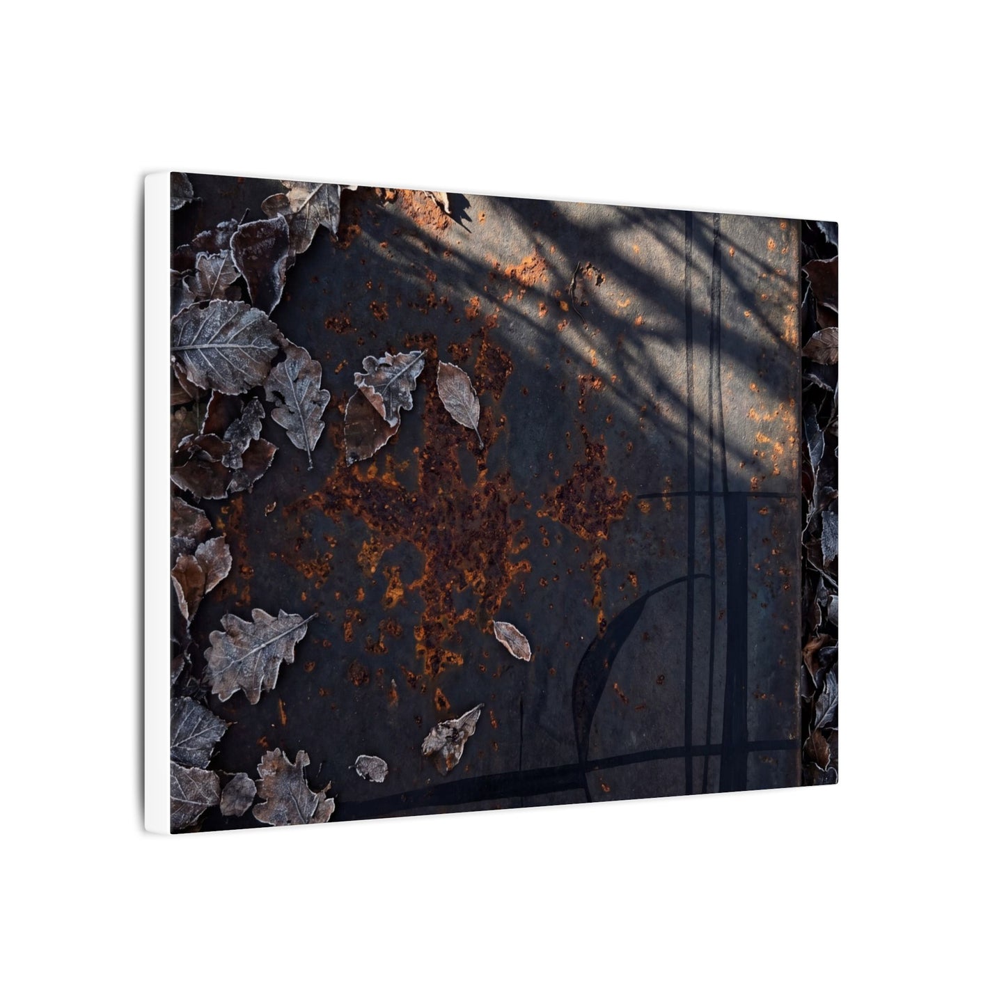Shibui Rust Patina Canvas Art - Dark Japandi Charcoal Ink