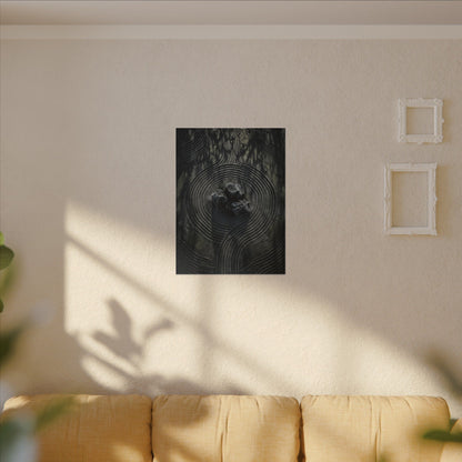 Moody Rock Garden Canvas Art - Dark Texture Dark Japandi