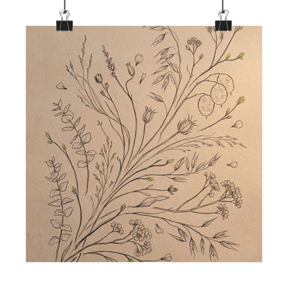Golden Hour Dried Flowers Wall Art Print - Japandi Seijaku Art Print
