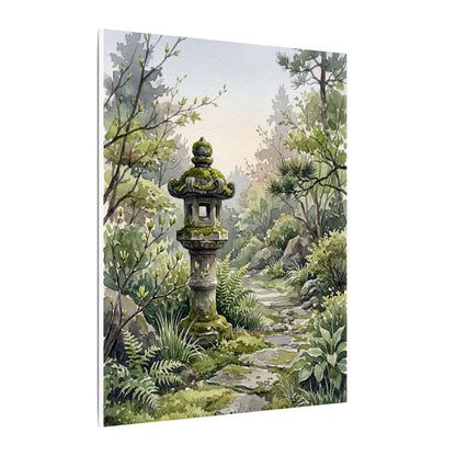 Neutral Stone Lantern Canvas Art - Watercolor Japandi