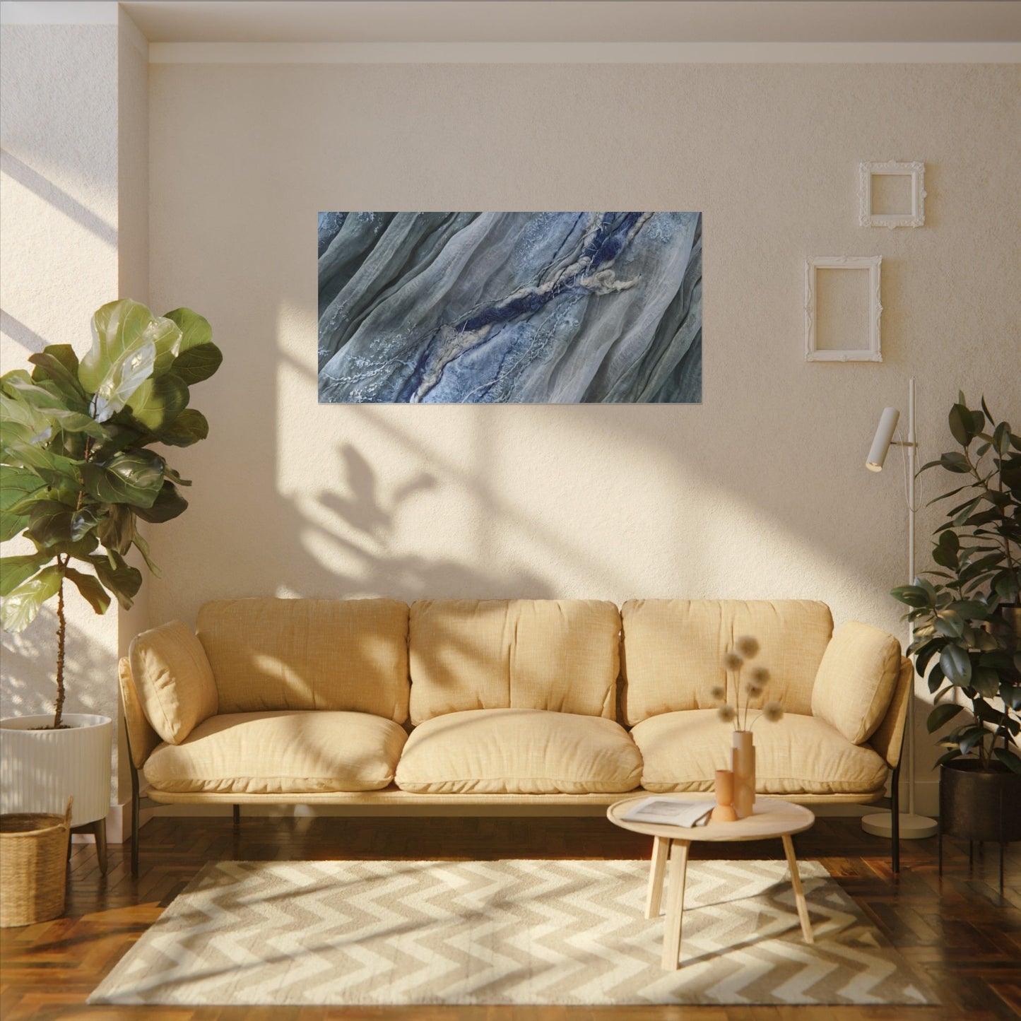 Moonlight Silk Drape Canvas Art - Japandi Mono No Aware