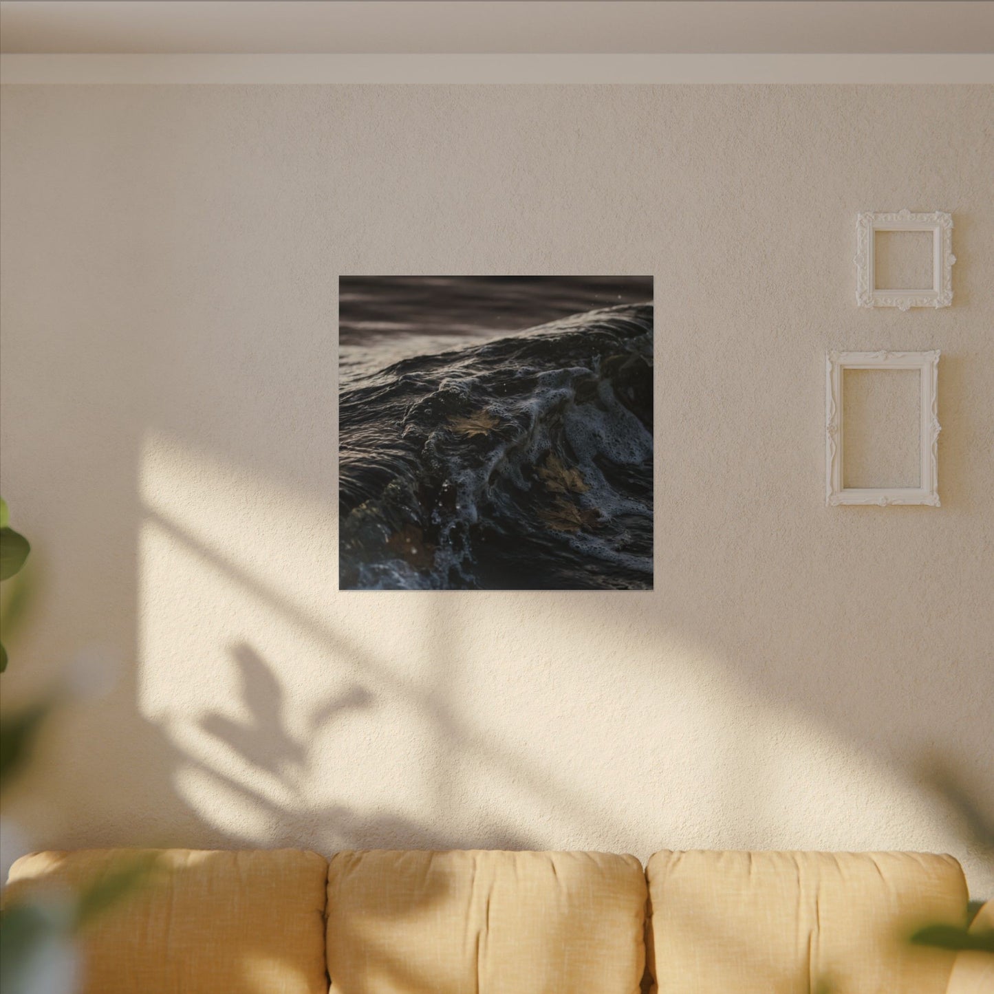 Dark Japandi Ocean Wave in Dawn | Moody Minimal Canvas Art