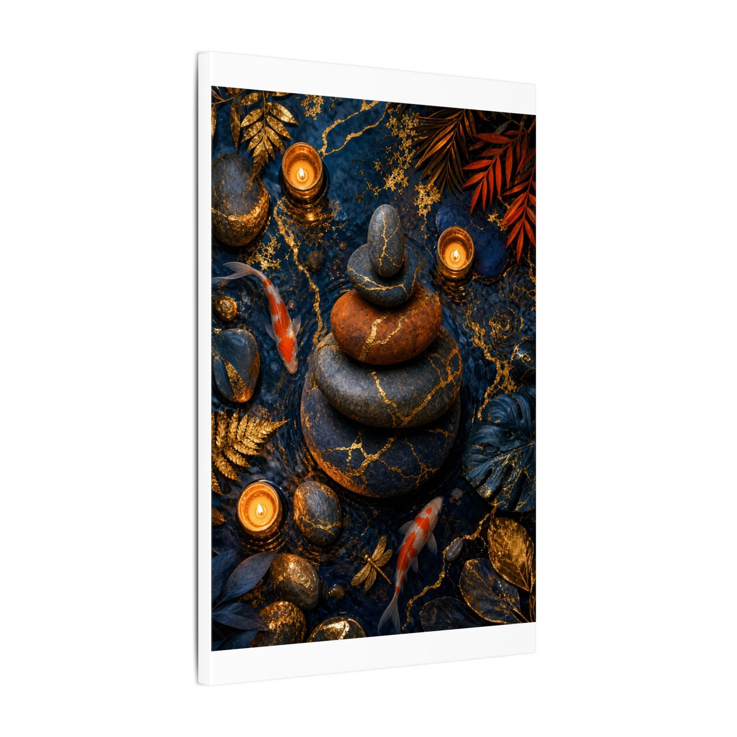 Summer River Stones Gold Vein Canvas Art | Resilient Decor