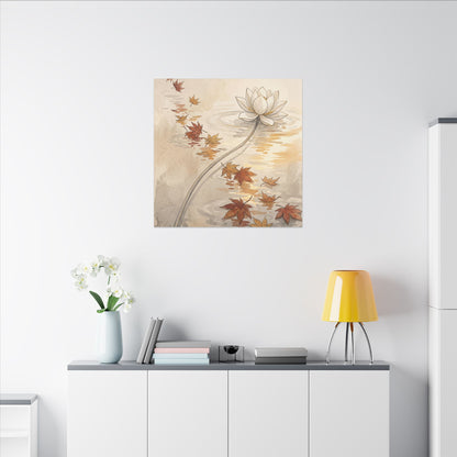 Lotus Flower Canvas Art | Autumn Japandi Minimal Line Art