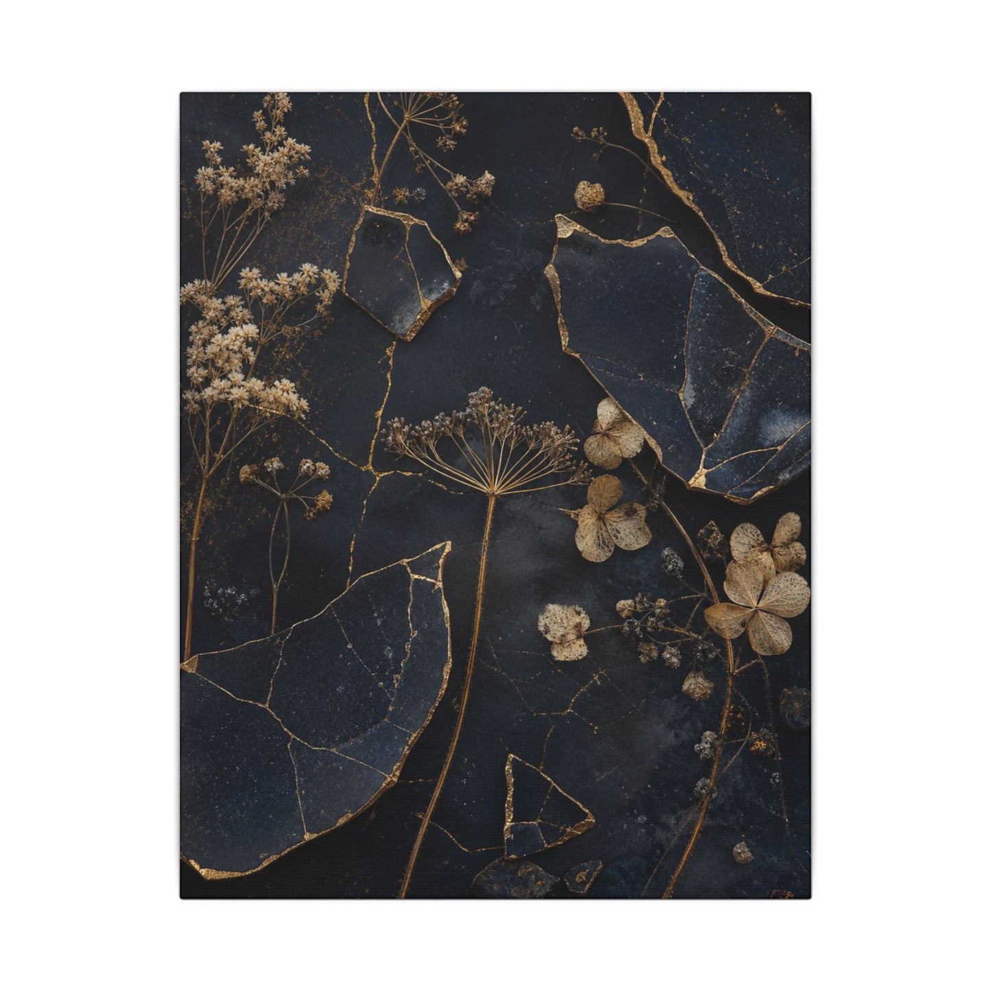 Philosophical Dried Flowers Canvas Art - Broken Beauty Kintsugi