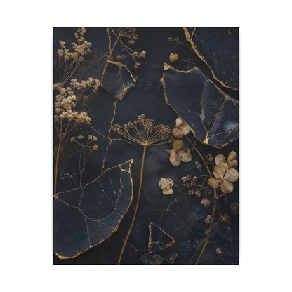 Philosophical Dried Flowers Canvas Art - Broken Beauty Kintsugi