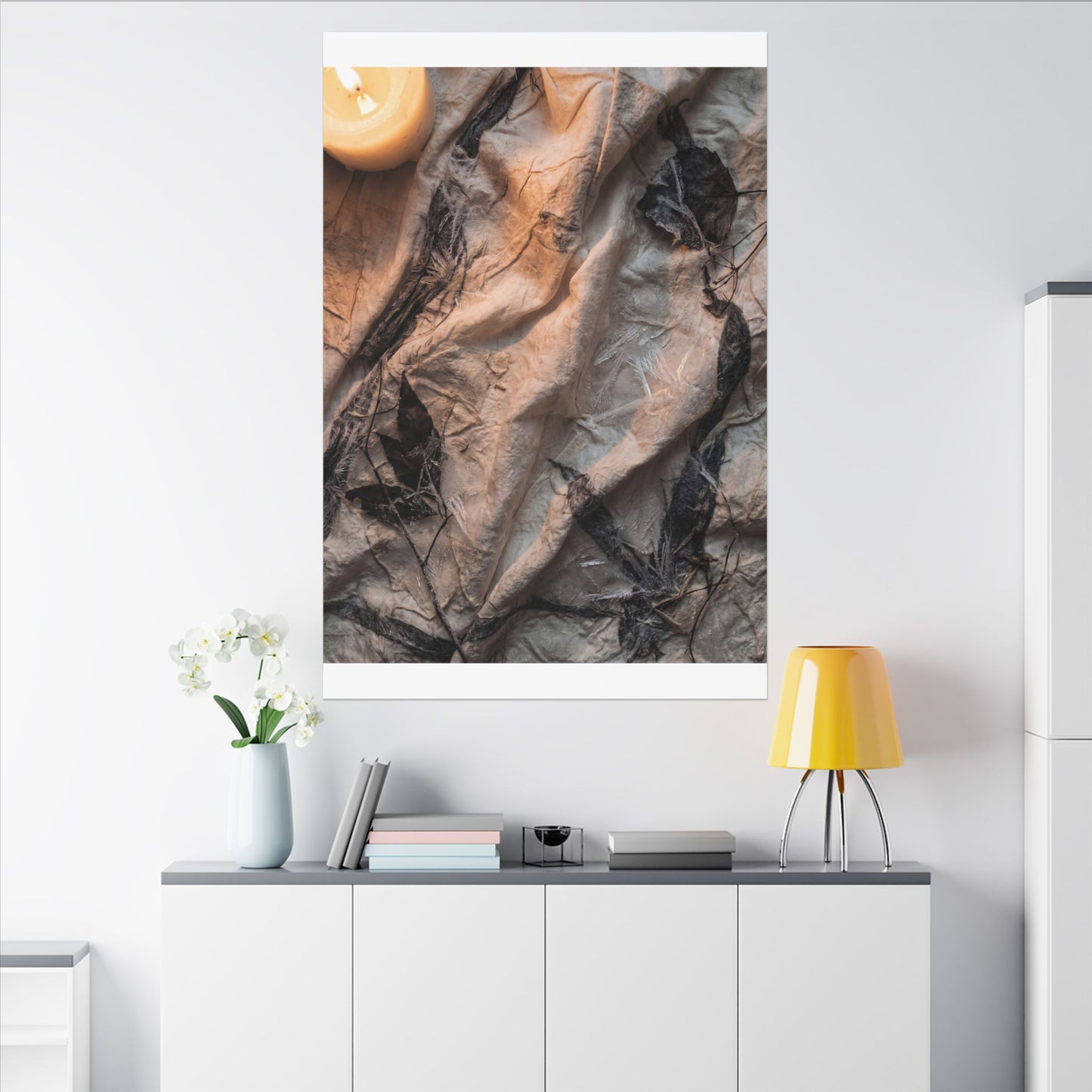 Candlelight Silk Drape Canvas Art - Japandi Mono No Aware