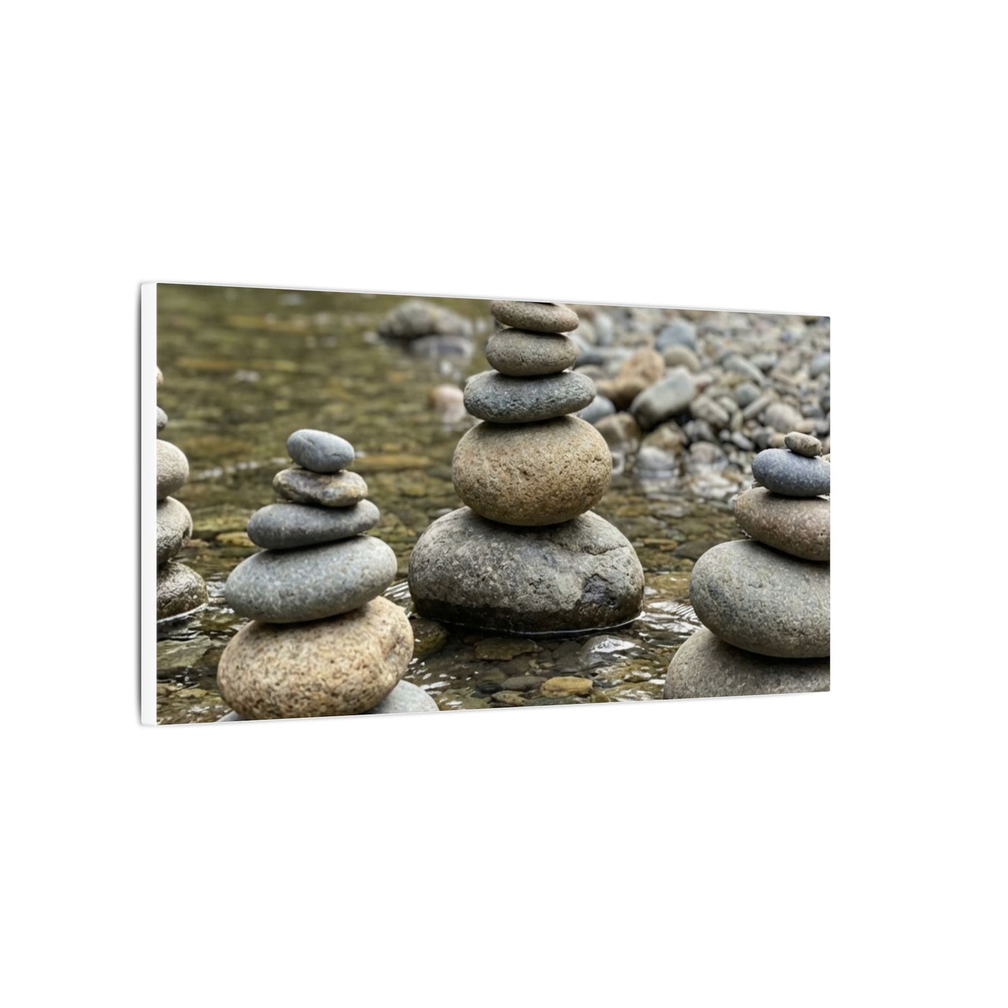 Zen River Stones in Dawn | Karesansui Canvas Art