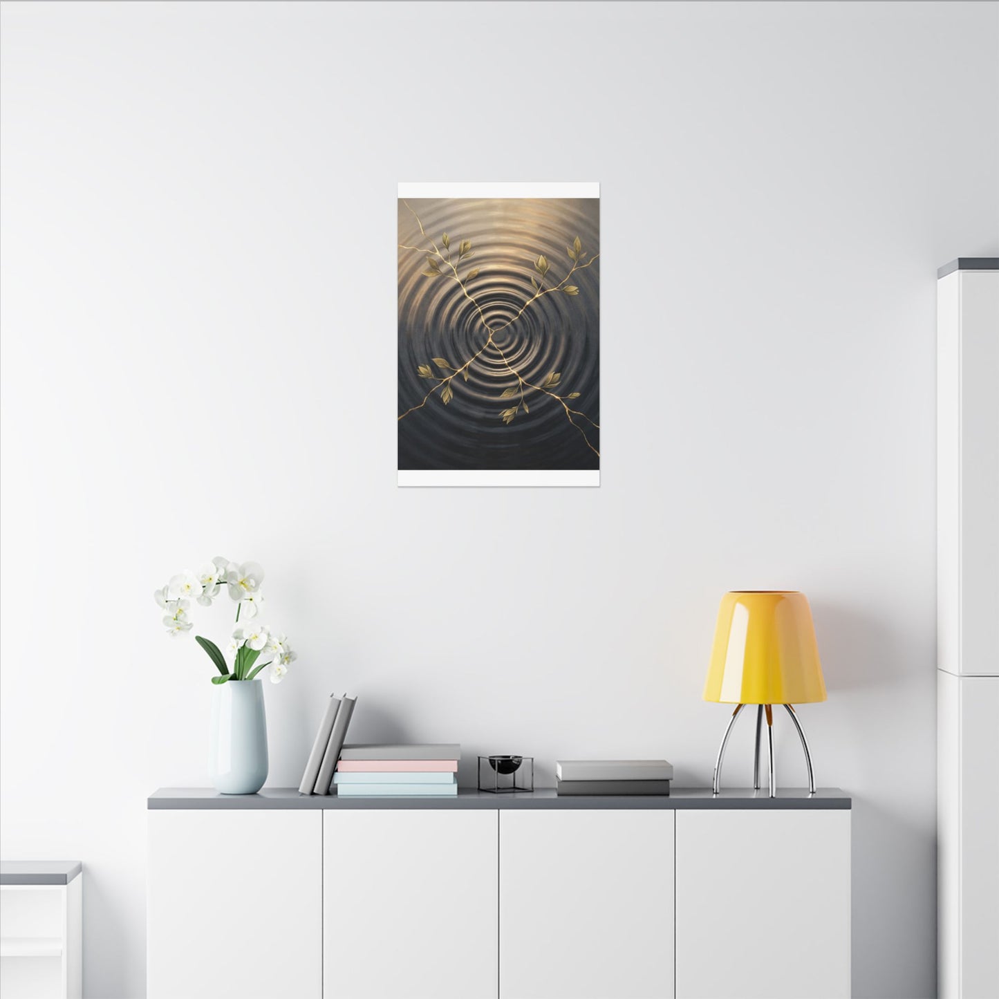 Kanso Water Ripple Canvas Art - Kintsugi Gold Vein