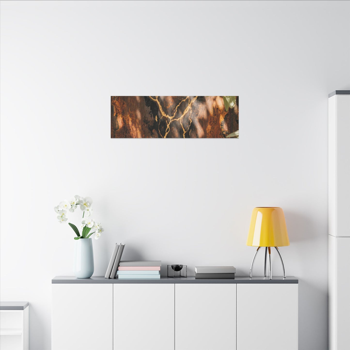 Kanso Rust Patina Canvas Art - Kintsugi Gold Vein