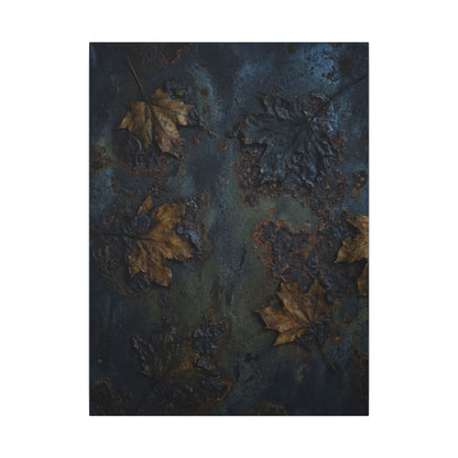 Shibui Rust Patina Canvas Art - Dark Japandi Charcoal Ink