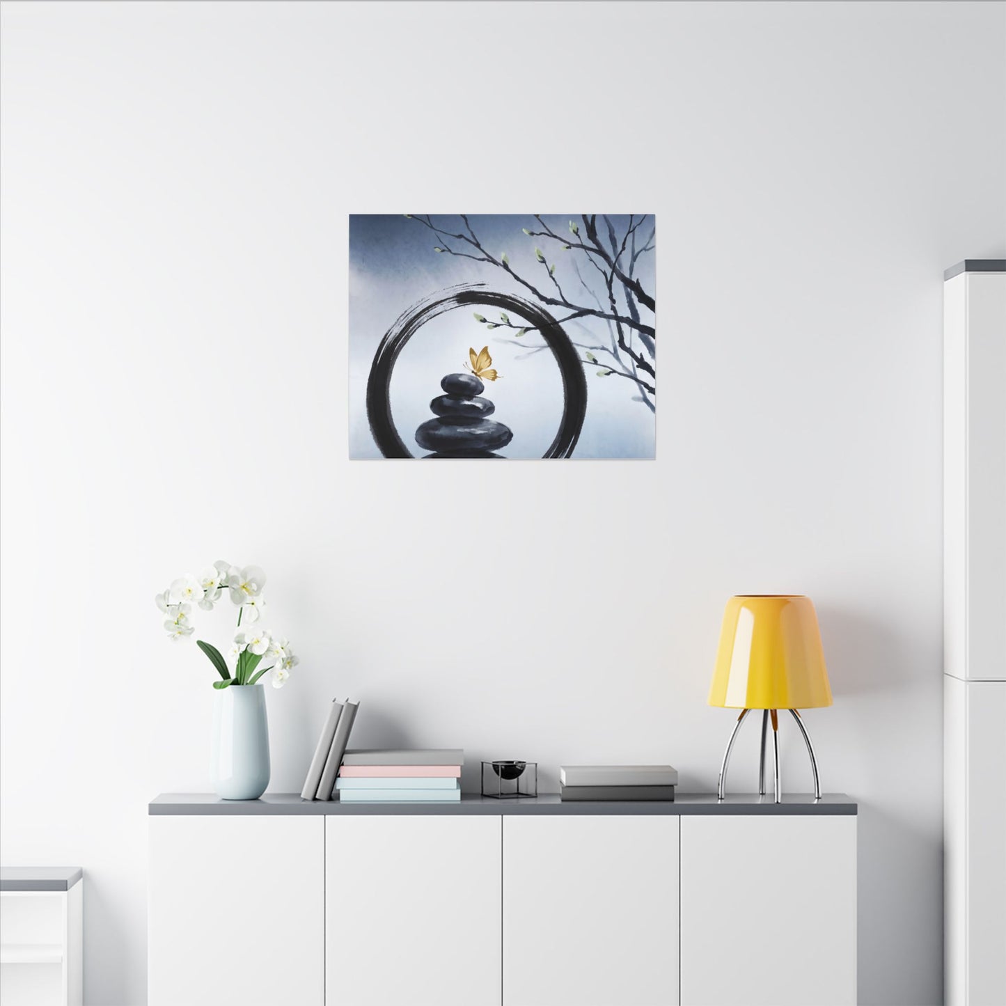 River Stones Spring Canvas Art | Zen Peaceful Design