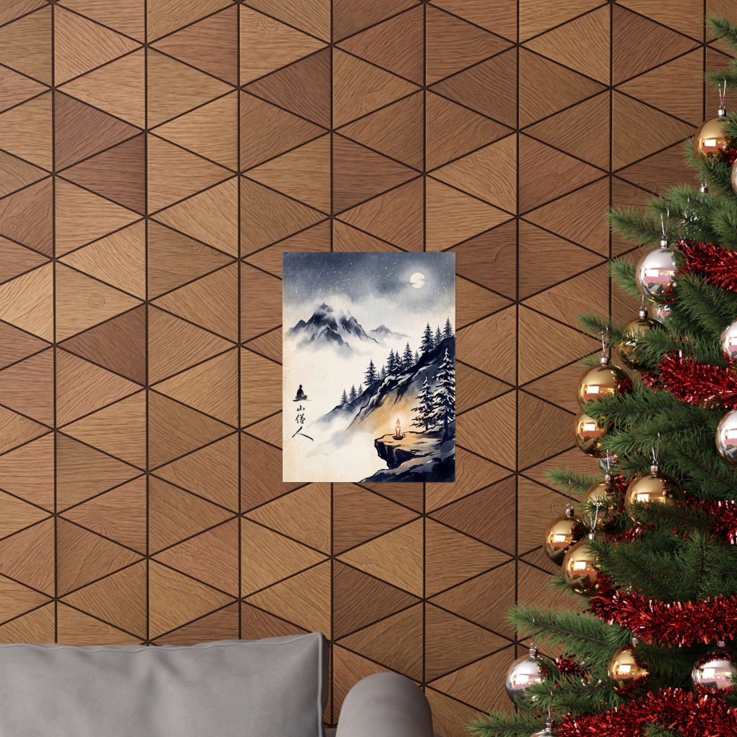 Calm Mountain Mist Wall Art Print - Ukiyo E Inspired Zen