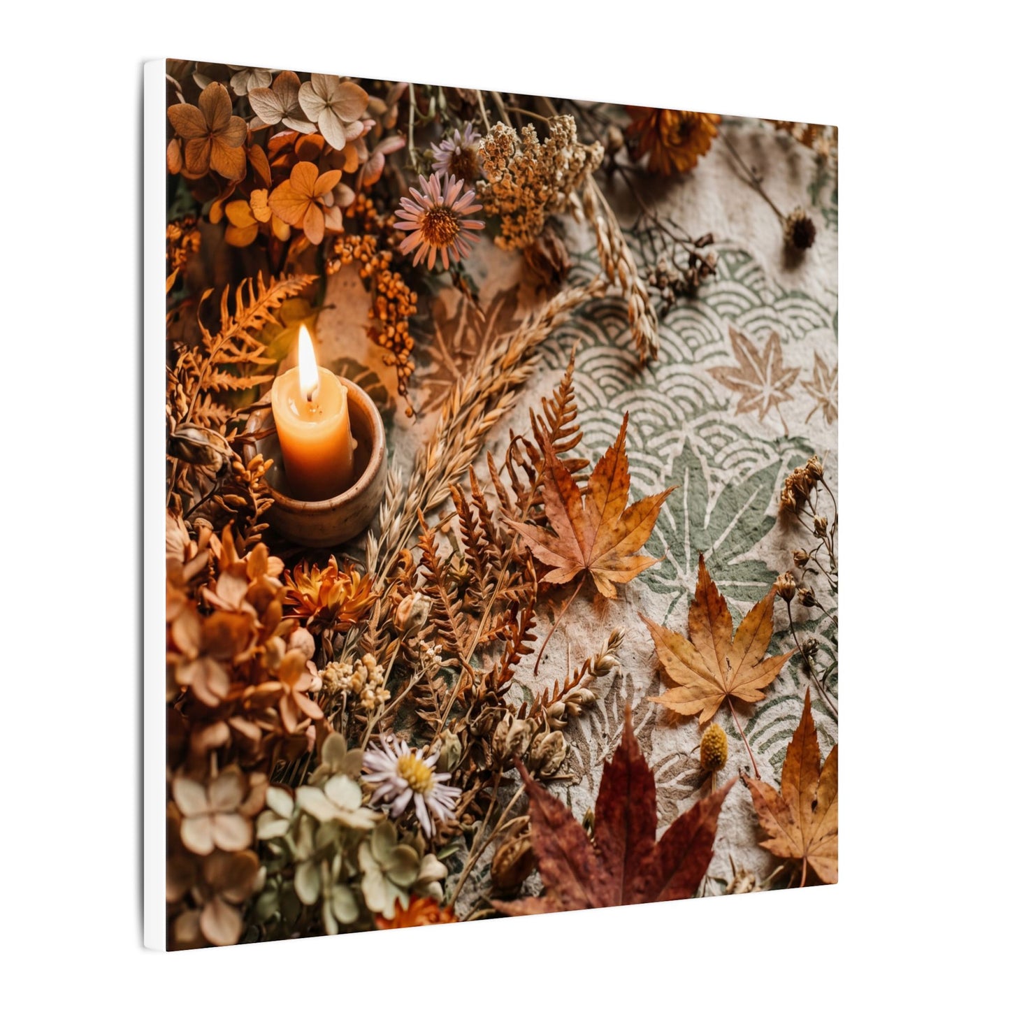 Candlelight Dried Flowers Canvas Art - Japandi Seijaku