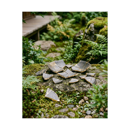 Broken Pottery Gold Repair Wall Art Print | Beautiful Kintsugi Art