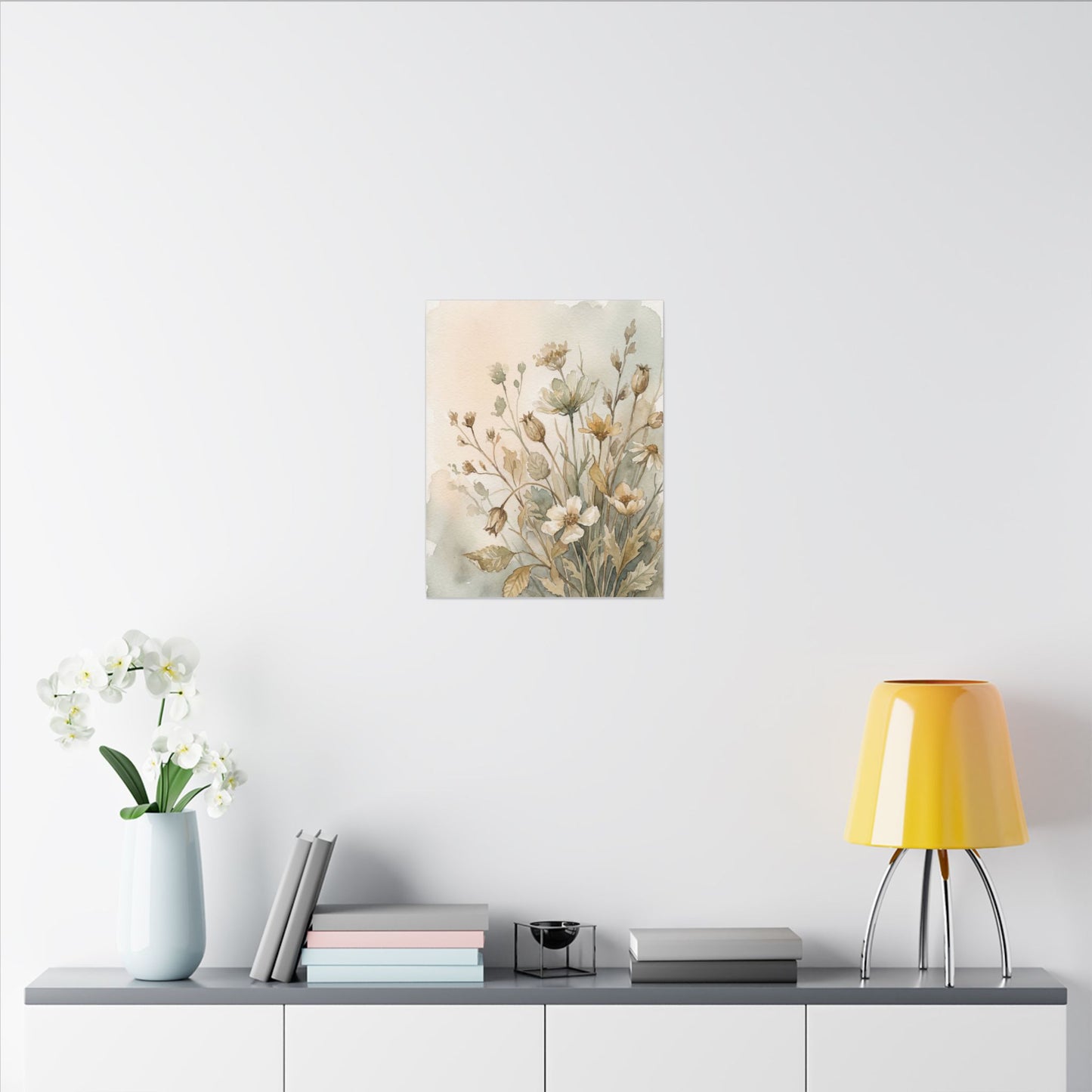 Summer Dried Flowers Watercolor Canvas Art | Elegant Decor