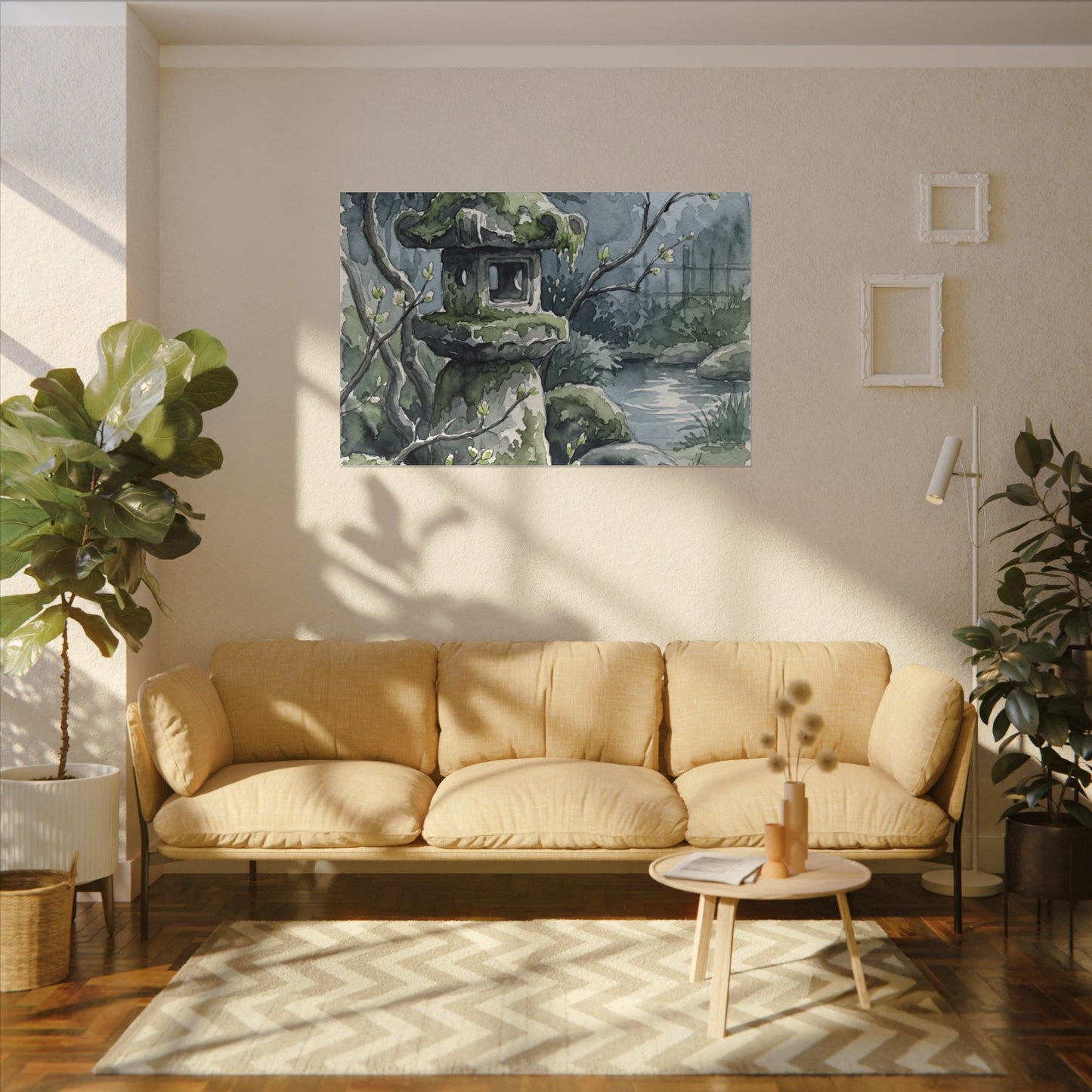 Moonlight Stone Lantern Canvas Art - Japandi Seijaku