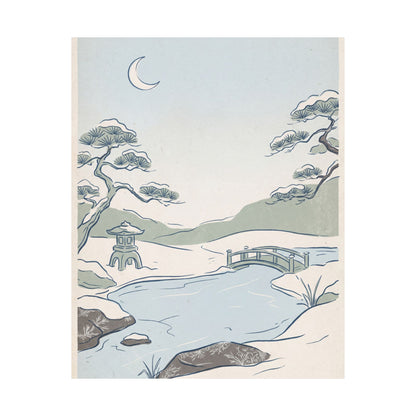 Moonlit Garden Minimal Line Wall Art Print | Neutral Japandi Art
