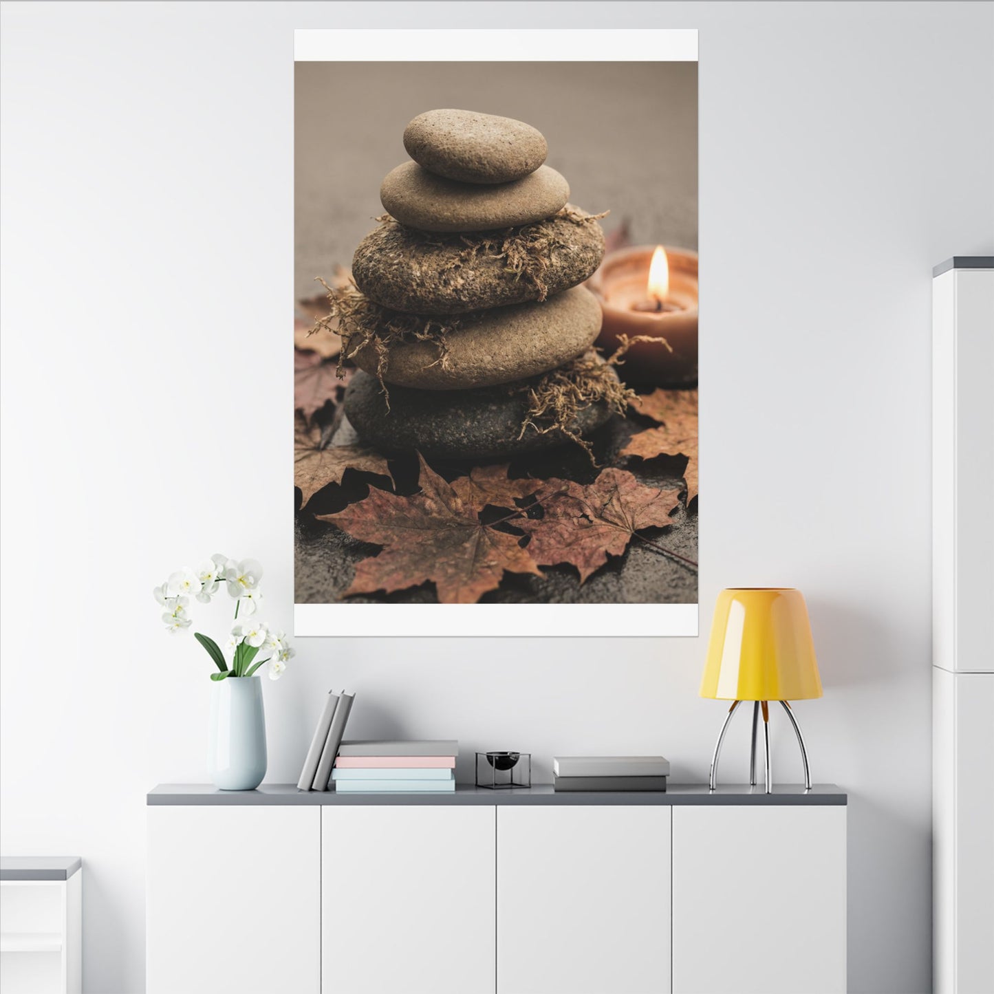 River Stones Canvas Art | Autumn Japandi Texture Art