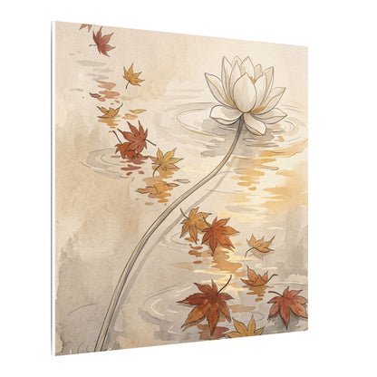 Lotus Flower Canvas Art | Autumn Japandi Minimal Line Art