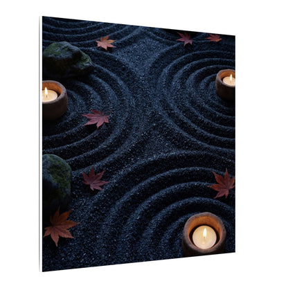 Seijaku Rock Garden Canvas Art - Dark Japandi Dark Texture