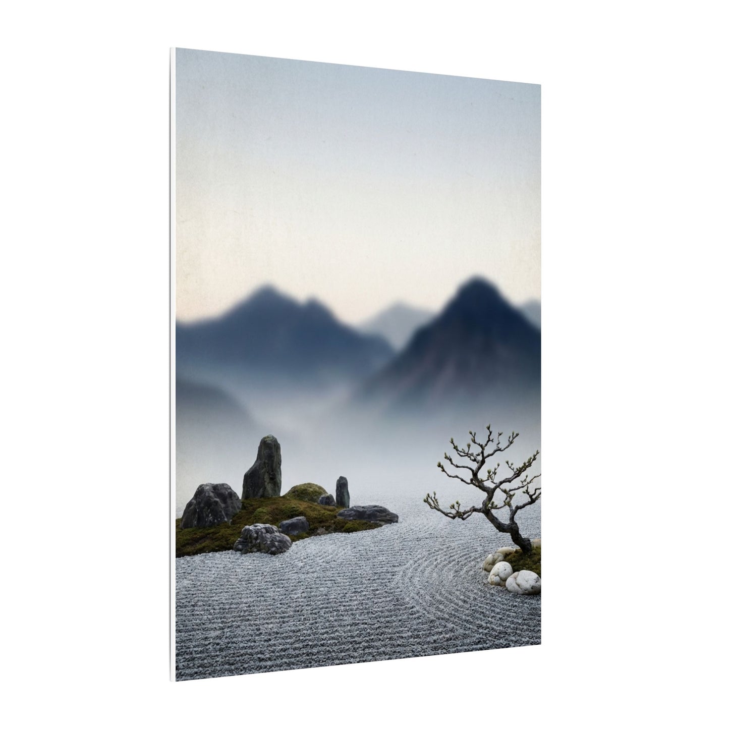 Mountain Mist Karesansui Canvas Art | Contemplative Zen Art