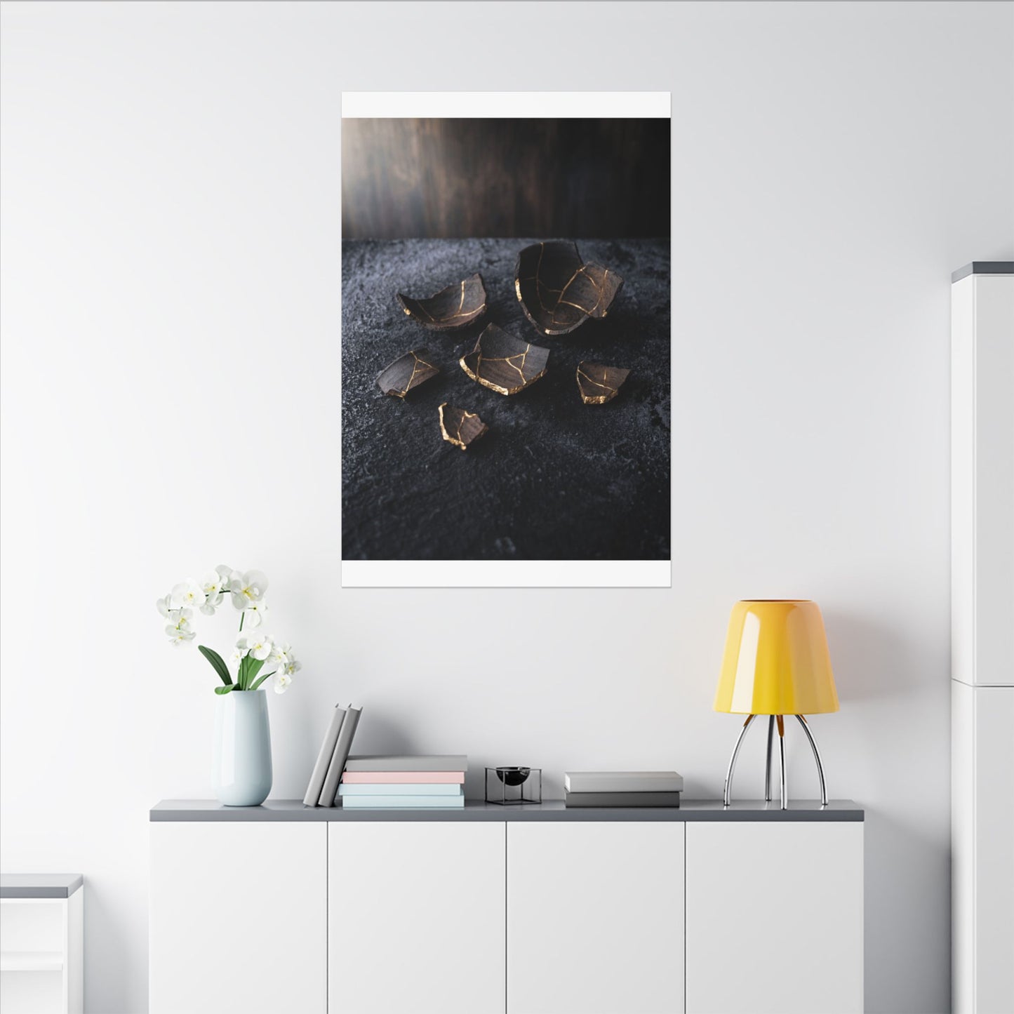 Winter Broken Pottery Shadow Zen Canvas Art | Bold Decor