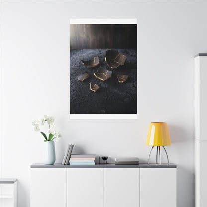 Winter Broken Pottery Shadow Zen Canvas Art | Bold Decor