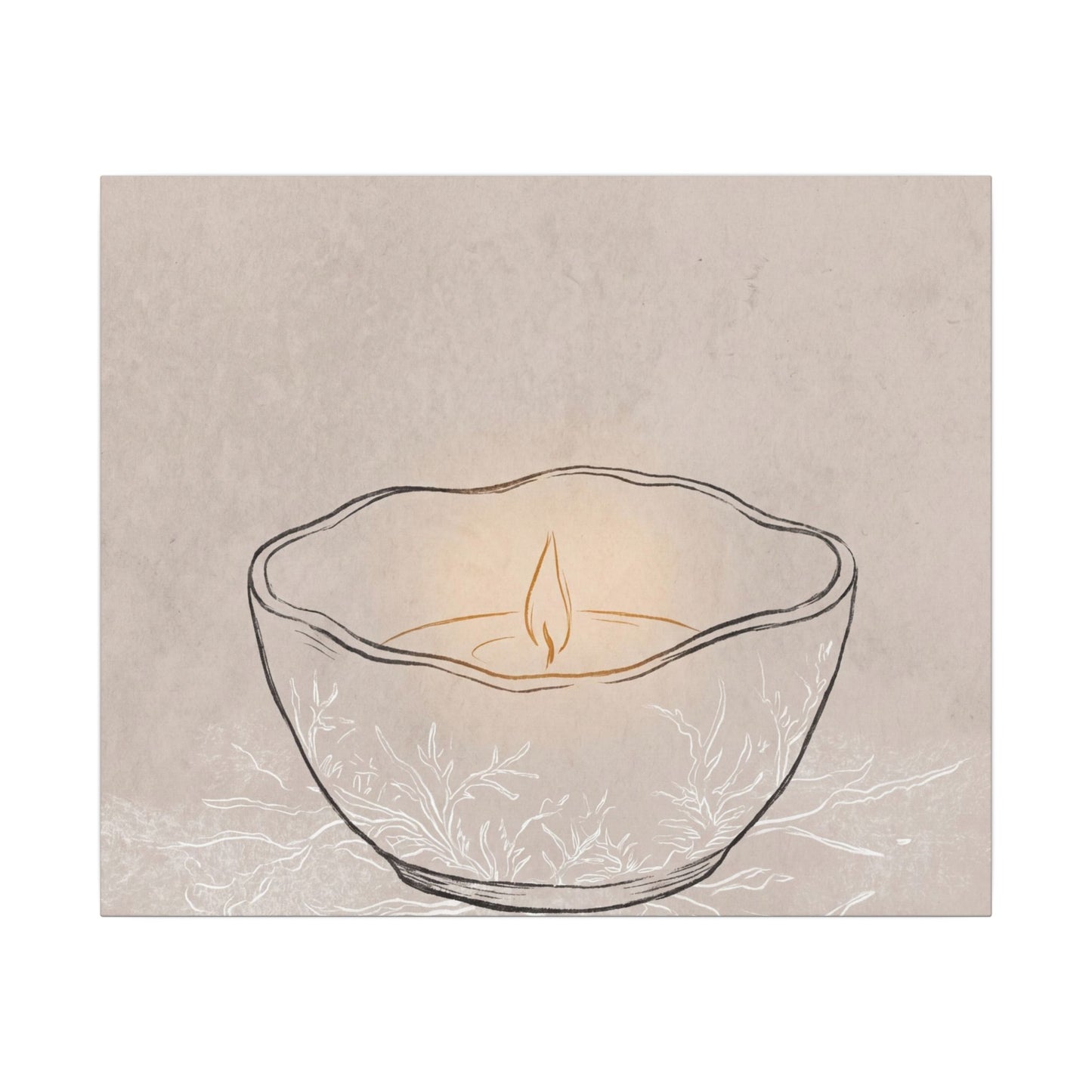 Ceramic Bowl Minimal Line Canvas Art | Neutral Japandi Art