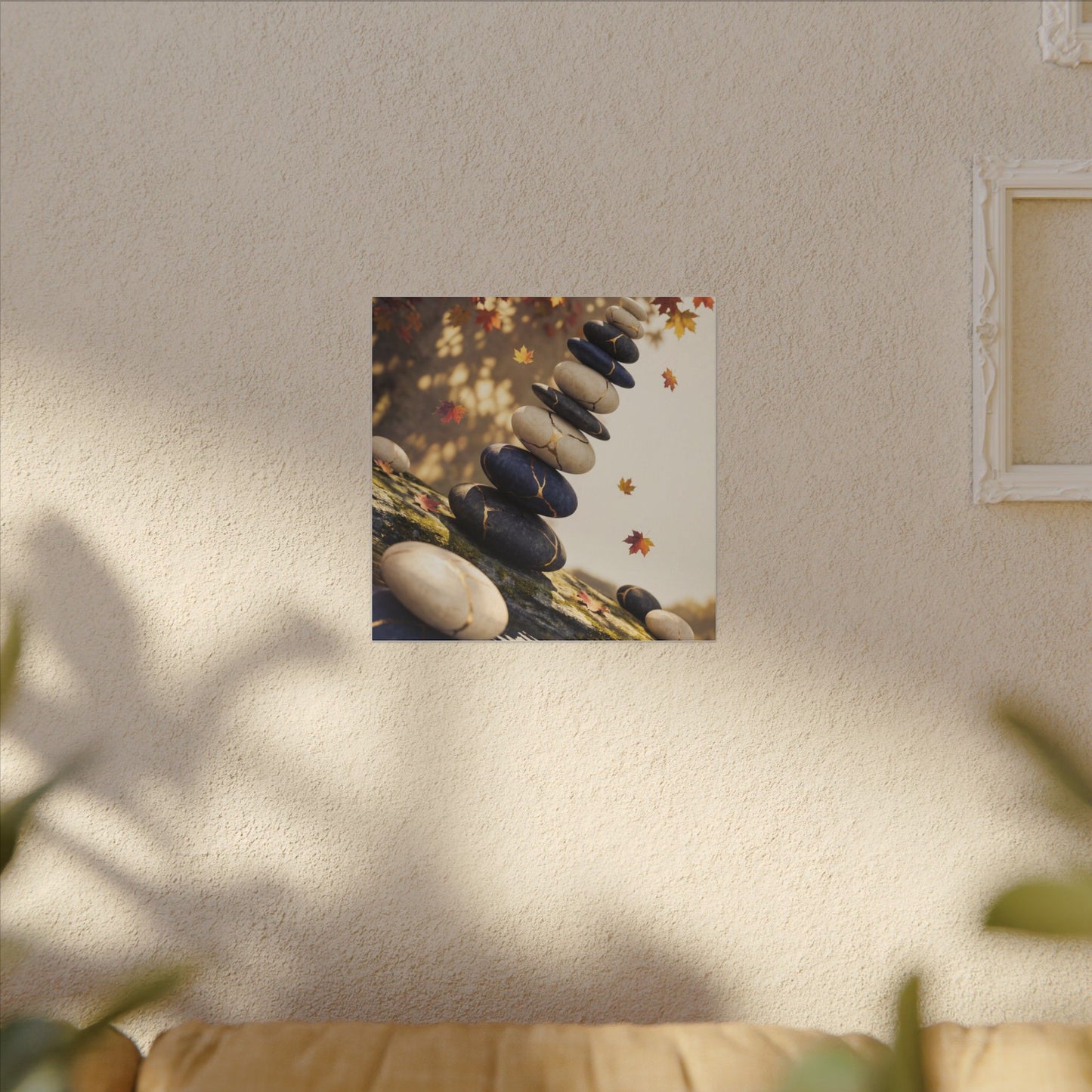 Ma River Stones Canvas Art - Kintsugi Gold Vein