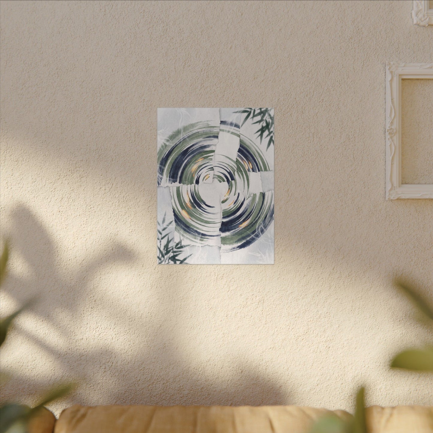 Winter Water Ripple Sumi E Canvas Art | Peaceful Decor